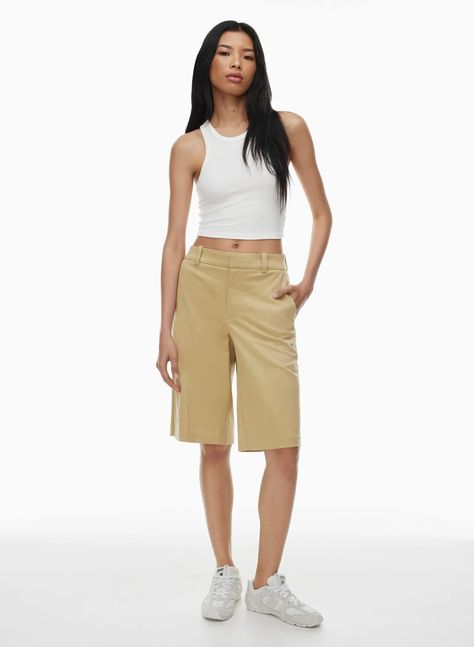 21 Incredibly Chic Picks From the Aritzia Sale | Who What Wear Short Bra, Tailored Shorts, Poplin Dress, Fashion Socks, Denim Jumpsuit, Shirt Sale, Who What Wear, Ladies Day, Sweater Skirt