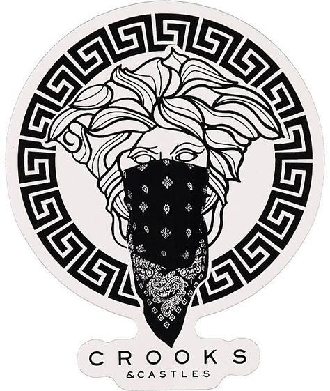 Crooks and Castles Greco Sticker Wearing A Bandana, Crooks And Castles, My Account, Versace, Black And White, Black