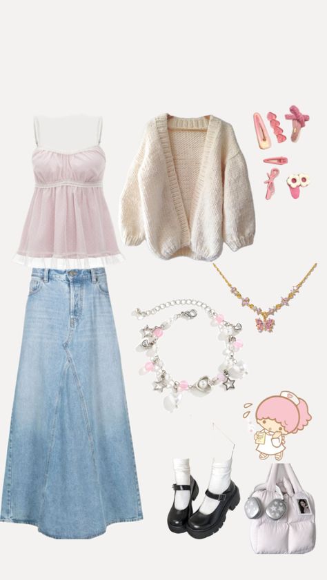 #shoujo #inspo #outfit Cute Shoujo Outfits, Shoujo Girl Fall Outfits, Blue Shoujo Girl Outfit, Shojo Style Clothes, Shojo Girl Fall Outfit, Picture Day School Outfit, Shoujo Style Outfits, Shoujo Girls Outfits, Shojo Girl Style