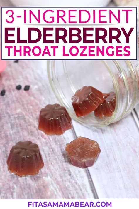 Ease a sore throat and prevent a cough with these homemade throat lozenges! These DIY cough drops are made with elderberries and honey to help soothe and reduce cough and cold symptoms (similar to these honey and lemon homemade cough drops). Don't buy cough drops, make your own! They're easy to whip up and great to have on hand during cold season! | @fitasamamabear #diycoughdrops #homemadecoughdrops #naturalremedies Diy Cough Drops, Cough Drops Homemade, Honey For Sore Throat, Cough Remedies For Toddlers, Throat Lozenges, Best Cough Remedy, Homemade Elderberry, Baby Cough Remedies, Toddler Cough Remedies