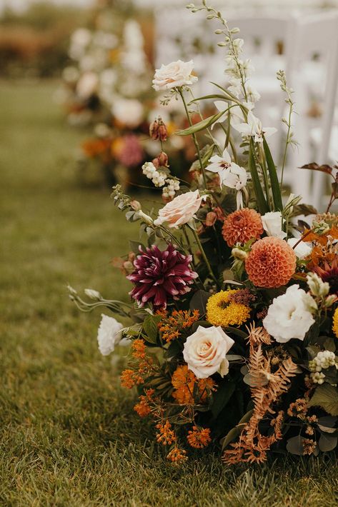 Alex and Fletcher — goldenrod floral design Alter Flowers, Outdoor Bride, Telluride Wedding, Late Summer Weddings, Aisle Flowers, Bridal Bouquet Fall, Fall Wedding Flowers, Tennis Club, Future Wedding Plans