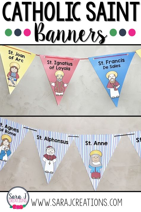 Catholic Saints For Kids, Cute Classroom Decor, Catholic Classroom, Saints For Kids, Elementary Bulletin Boards, Catholic Schools Week, Elementary Classroom Ideas, Teaching Handwriting, Cute Classroom