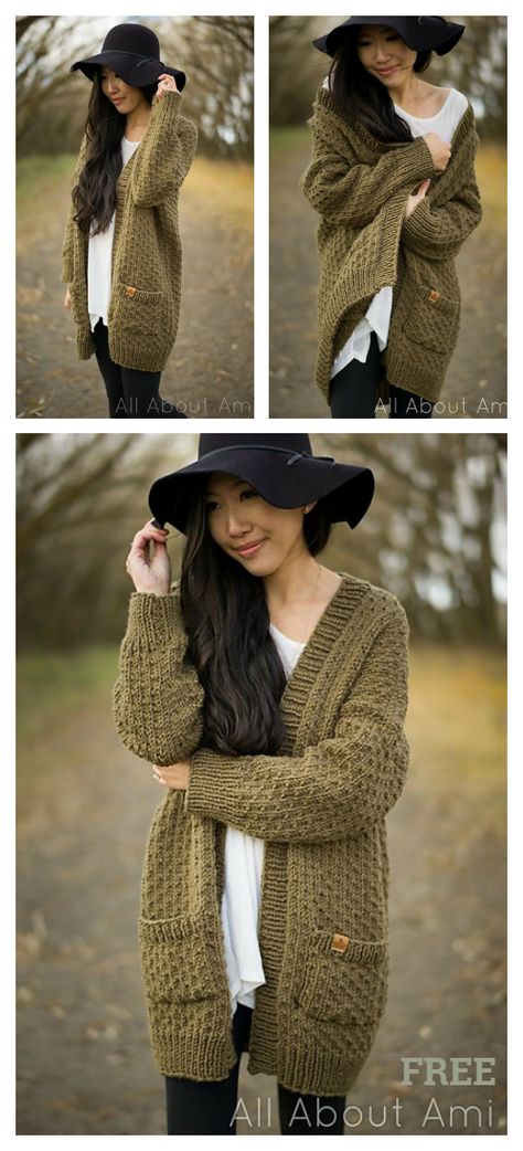 Long Cardigan Knitting Pattern, Knitted Jackets Women, Free Knitting Patterns For Women, Ladies Cardigan Knitting Patterns, Knitting Patterns Free Sweater, Knit Cardigan Pattern, Knitting Patterns Free Cardigans, Pattern Knitting, Chunky Knit Cardigan