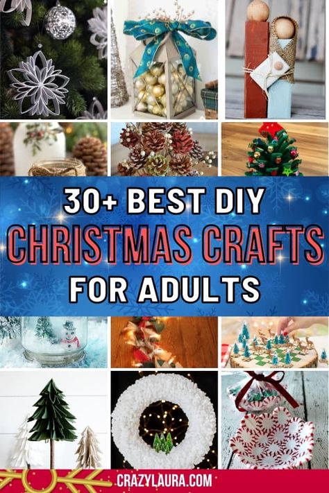 List of the Best DIY Christmas Crafts For Adults To Make #ChristmasCraftsForAdults #DIY #Arts #Crafts #Christmas Crafts For Adult Christmas Party, Winter Themed Crafts For Adults, Christmas Crafts For Teens To Make, Crafts For Adults Christmas, Crafts Adults, Holiday Centerpieces Diy, Christmas Ball Ornaments Diy, Diy Christmas Door Decorations, Diy Christmas Crafts For Adults