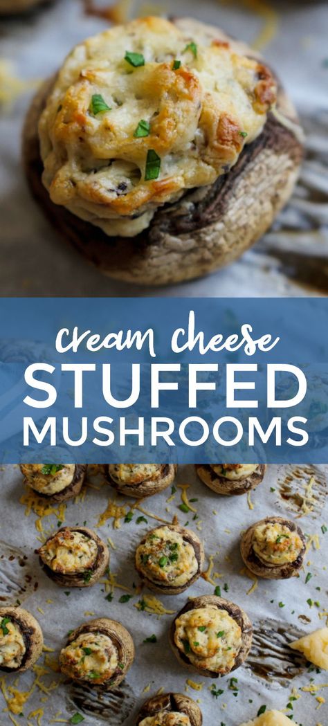 Mushroom Caps Stuffed, Xmas Apps, Stuffed Mushrooms Cream Cheese, Cream Cheese Stuffed Mushrooms, Easy Stuffed Mushroom Recipe, Mushrooms Stuffed, Stuffed Mushrooms Easy, Cheese Stuffed Mushrooms, Mushroom Caps