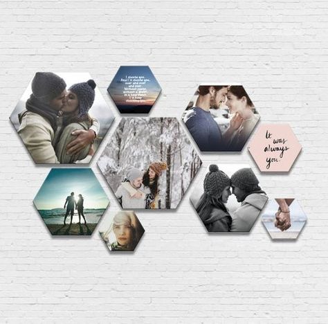 Hexagon Photo on Wood Wood Photo Anniversary Gift - Etsy Hexagon Collage, Wood Wedding Gifts, Picture Frame Quotes, Hexagon Photo, Collage Foto, Collage Gift, Wood Anniversary Gift, Personalized Picture Frames, Mobile Photo