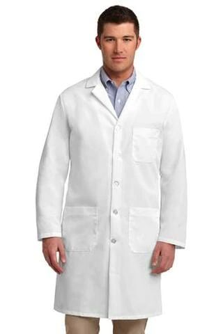 Red Kap Lab Coat (01106-25); Primary; Decoration Type: Custom Lab Coat, Men's Lab Coat, Doctor Coat, White Lab Coat, Red Kap, Lab Coats, Test Results, Safety Clothing, White Lab