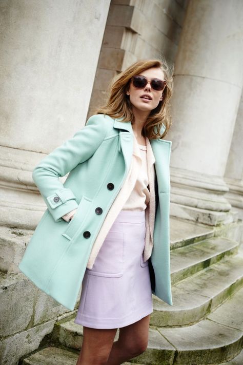 Pastel Winter, French Life, Coat Skirt, Chic Coat, Pastel Outfit, Blue Pastel, Pastel Fashion, Autumn Style, Sunglasses Fashion