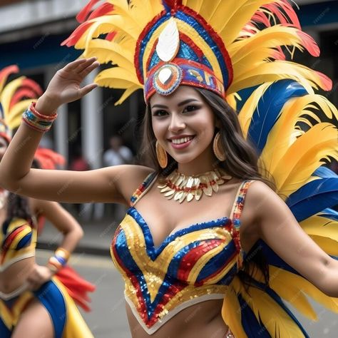 Women Dancing, Colombian Women, Carnival Costume, Carnival Costumes, Feathers, Carnival, Dancing, Travel