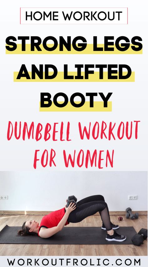 Keeping it simple but effective - at-home dumbbell workout, consisting of only 5 exercises that will strengthen and sculpt your legs and glutes! #homeworkout #buttworkout #dumbbellworkout Glutes Dumbbell Workout, Glutes Dumbbell, Upper Body Dumbbell Workout, Dumbbell Workout At Home, Functional Workouts, Body Workout At Home, Keeping It Simple, Strength Workout, Dumbbell Workout