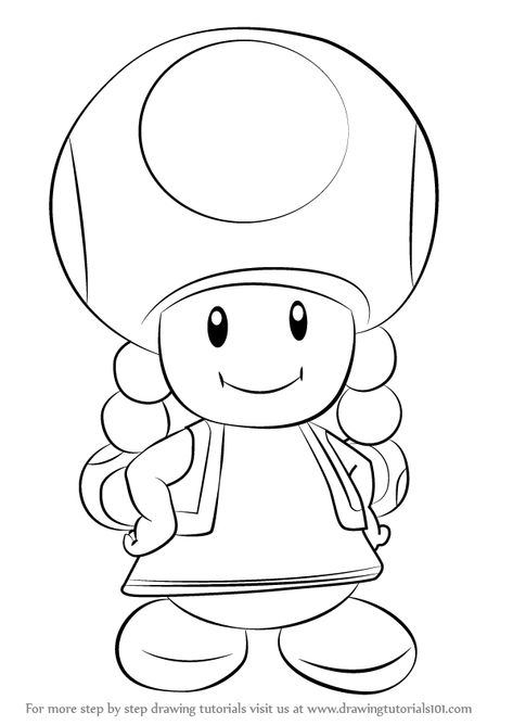 Toadette is a similar character of Toad and he is the well known and funny character from an animated cartoon movie and games Super Mario. If you want to draw Toadette, just follow our tutorial step by step for the best result. Toadette Drawing, Toadette Mario, Super Mario Drawing, Toad Coloring Pages, Mario Painting, Super Mario Coloring Pages, Mario Y Luigi, Animated Cartoon Movies, Whiteboard Art