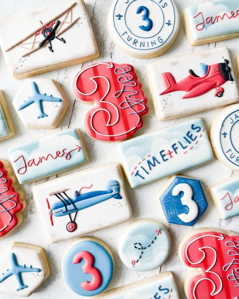 Saltcreek Cookies|McKell Hardy (@saltcreekcookies) | Instagram Airplane Theme Cookies, Airplane Birthday Cookies, Vintage Airplane Cookies, Plane Cookies Decorated, Airplane Cookies Decorated, Airplane Cookies, Planes Birthday, Airplane Theme, S Cookies