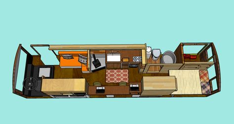 Design your own skoolie floor plan Skoolie Layout Floor Plans, Skoolie Floor Plan, Skoolie Layout, Google Sketchup, 3d Modeling, Top View, Screen Shot, Image Design, Design Your Own