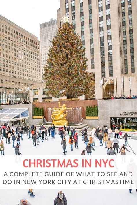 Christmas in NYC | A complete guide of what to do in New York City at Christmastime! Christmas Itinerary, Best Christmas Trees, Traveling Board, New York Noel, New York Christmas Tree, New York City Christmas, Christmas In New York, Trip To Nyc, Nyc Christmas