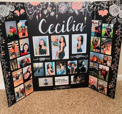 Graduation Poster Boards, Senior Poster Board Ideas, Graduation Photo Boards, Graduation Party Picture Display, Poster Board Ideas, Senior Poster, Photo Display Board, Graduation Party Pictures, Graduation Boards