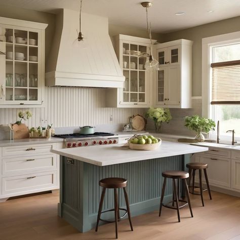 15 Beadboard Kitchen Backsplashes Ideas » HomeDecorFull Kitchen Island Beadboard Ideas, Painted Beadboard Backsplash Kitchen, Beadboard In Kitchen, Colored Beadboard, White Beadboard Kitchen, Beadboard Backsplash Kitchen, Painted Beadboard Backsplash, Kitchen Renovation Hacks, Beadboard Kitchen Backsplash