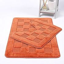 Shower Rug Bath Mats, Square Bathroom, Orange Bathrooms, Designer Bathroom, Toilet Rug, Bathroom Bath Mats, Bath Mat Sets, Bath Or Shower, Bathroom Accessory Set