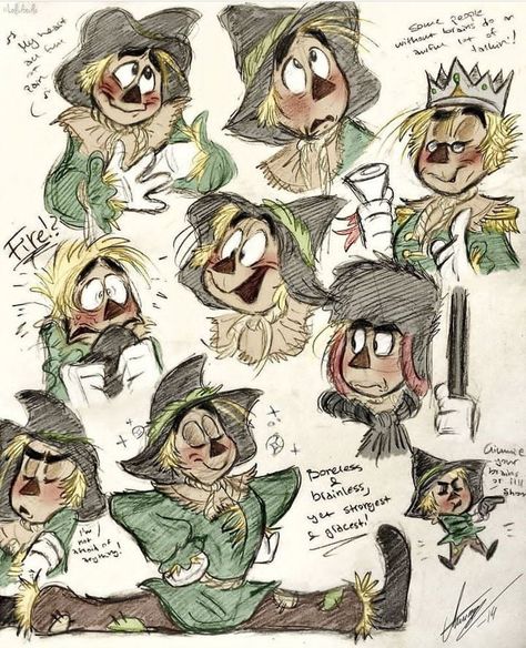 Scarecrow Wizard Of Oz, Wizard Of Oz Characters, Wizard Of Oz Book, Silly Puppets, Cartoon As Anime, The Wonderful Wizard Of Oz, Land Of Oz, Little Doodles, Halloween Drawings