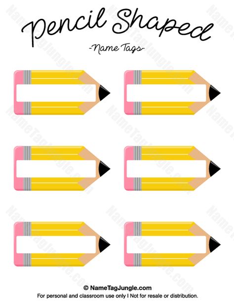 Free printable pencil-shaped name tags. The template can also be used for creating items like labels and place cards. Download the PDF at http://nametagjungle.com/name-tag/pencil-shaped/ Name Tag Preschool, Pencil Name Tags Free Printable, Free Name Tags Printables, Pencil Name Tags, Preschool Name Tags, Cubby Name Tags, Name Tags Printable, Tag Template Free, Cubby Tags