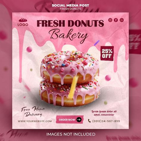 Bakery Menu Design, Donut Poster, Food Posters, Bakery Menu, Psd Designs, Donut Shop, Food Poster, Menu Design, Post Design