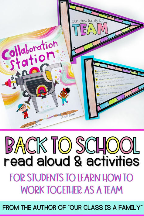 Teach your students how to work together as a team and communicate at the beginning of the school year! Here in this blog post, I'm sharing my book, Collaboration Station, which is a great mentor text to use when building classroom community and fostering accountable talk. In order for your elementary students to learn, it's so important for them to feel welcomed, safe, and comfortable with communicating as a classroom and team. Get all of the ideas here on my blog! First Day Of School Books, Letter From Your Teacher, Back To School Read Alouds, Read Aloud Activities, Teacher Activities, First Day Of School Activities, 3rd Grade Classroom, Read Alouds, 2nd Grade Classroom