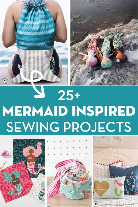 More than 25 adorable mermaid sewing and quilting projects and tutorials. Mermaid Quilt, Layer Cake Quilt Patterns, Baby Quilt Tutorials, Mermaid Bag, Polka Dot Chair, Bright Quilts, Mermaid Fabric, Quilt Block Patterns Free, Mermaid Diy