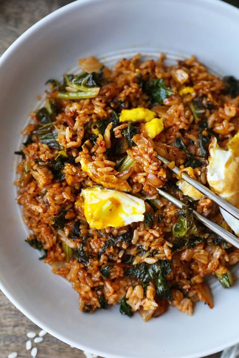 Kimchi Fried Rice (Kimchi Bokkeumbap) | Pickled Plum Kimchi Aesthetic, Recipes With Kimchi, Kimchi Fried Rice Vegan, Kimchi Fried Rice With Shrimp, Kimchi Fried Rice With Egg, Kimchi Bacon Fried Rice, Korean Kimchi Jjigae, Kimchi Fried Rice Recipe, Healthy Korean Recipes