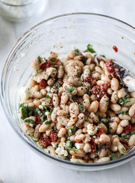 Pescatarian Recipes, Bean Salad, Filling Recipes, Bean Recipes, How Sweet Eats, White Beans, Side Dish, Olive Oil, Meal Prep