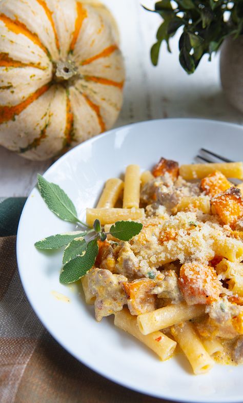 Calabrian Sausage Recipe, Pumpkin Sausage Pasta, Sage Pasta, Pumpkin Sausage, Creamy Pasta Sauce, Pasta Types, Sage Sausage, Sausage Recipe, Yummy Pasta Recipes