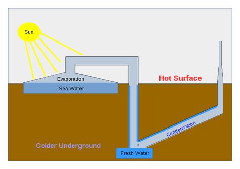 Solar Water Distiller, Water Filter Diy, Solar Still, Garden Water Features, Atmospheric Water Generator, Water From Air, Survival Techniques, Rainwater Harvesting, Garden Water