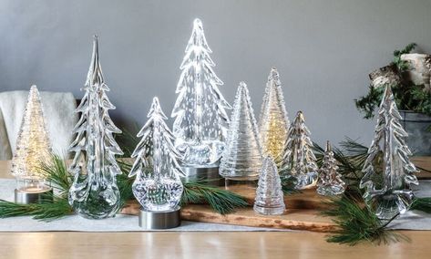 Evergreen Trees | Glass Holiday Trees | Simon Pearce Mantle Inspiration, Wedding Room Decor, Complete Home Renovation, Twinkle String Lights, Simon Pearce, Crystal Christmas, Wedding Room, Christmas Tabletop, Glass Tree