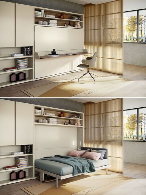 Circe Board Multifunctional Room, Smart Working, System Furniture, Micro Apartment, Transforming Furniture, Home Minimal, Convertible Furniture, Open Bookcase, Office Bed