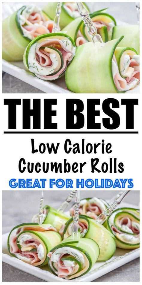 Party Nibbles, Cucumber Appetizers, Cucumber Rolls, Cucumber Recipes, Makanan Diet, Low Calorie Snacks, No Calorie Foods, Healthy Appetizers, Low Calorie Recipes