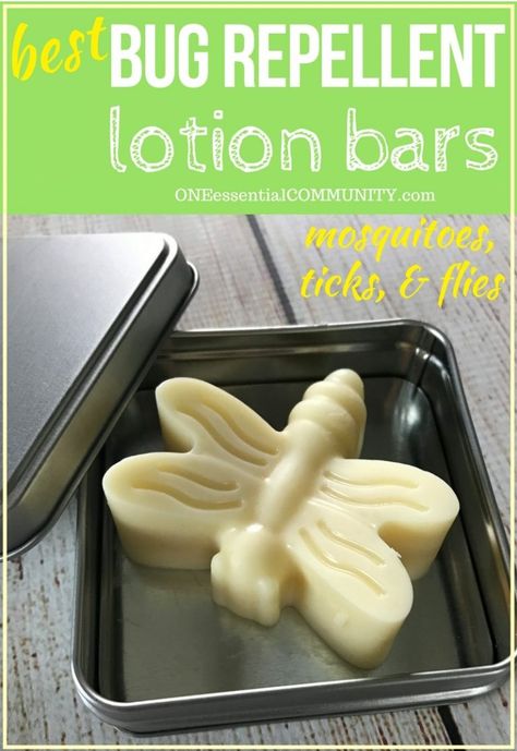 DIY Essential Oil Bug Repellent Lotion Bars -- all-natural and deet-free recipe to keep mosquitoes & ticks away. smell great & non-greasy Bug Repellent Lotion, Essential Oil Bug Repellent, Homemade Bug Repellent, Lotion Bars Recipe, Săpunuri Handmade, Diy Lotion, Diy Essentials, Diy Kosmetik, Lotion Bar