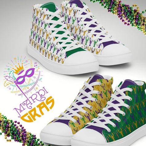 Mardi Gras Shoes, Mardi Gras Parade, Fat Tuesday, Converse High Top Sneaker, Converse Chuck Taylor High Top Sneaker, Cute Shoes, Mardi Gras, High Top Sneakers, Etsy Seller