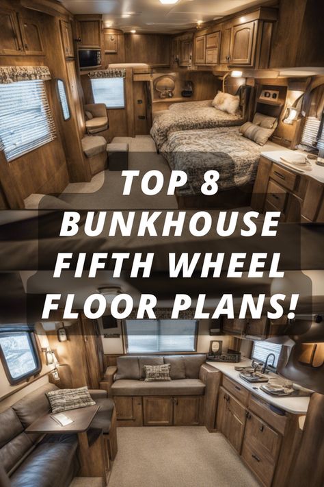 Discover the ultimate family adventure with our top 8 fifth wheel floor plans featuring bunkhouses! Perfect for families looking to create unforgettable memories on the road. Which layout will make your RV dreams come true? Click to explore and share your favorite in the comments!  #rvlife #rvliving #camper Family Of 5 Rv Living, Family Rv Layout, 5th Wheel Living, Bunkhouse Travel Trailer, Fifth Wheel Living, 5th Wheel Travel Trailers, Rv Floor Plans, Camp Trailer, Fifth Wheel Campers