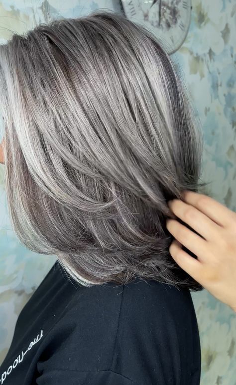 Gray Transition Hair, Salt N Pepper Hair, Maria Murphy, Grey Transition, Grey Blending, Hair Blending, Gray Hair Styles, Grey Hair Transformation, Going Grey