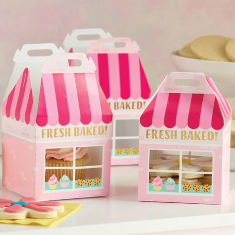 Bakery Treat Boxes - 8 Pack Party Supplies Canada - Open A Party Dessert Boxes Gift Packaging Ideas, Raya Packaging, Baking Party Favors, Window Packaging, Bakery Party, Striped Awning, Donut Party Supplies, Fiesta Bluey, Cupcake Party Favors