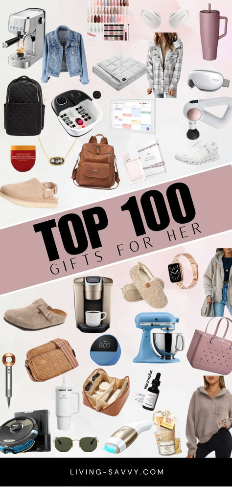 Top 100 Gifts For Her – The Best Cool Gifts Women Will Love! Gift Guide Women’s, For Her Christmas Gifts, Womens Christmas List 2024, Gifts For Women In Their Twenties, Gift Guide For Teachers, Gifts For Late 20s, Must Have Christmas Gifts For Women, Gift Ideas Older Women, Gifts For Women In Their 40s