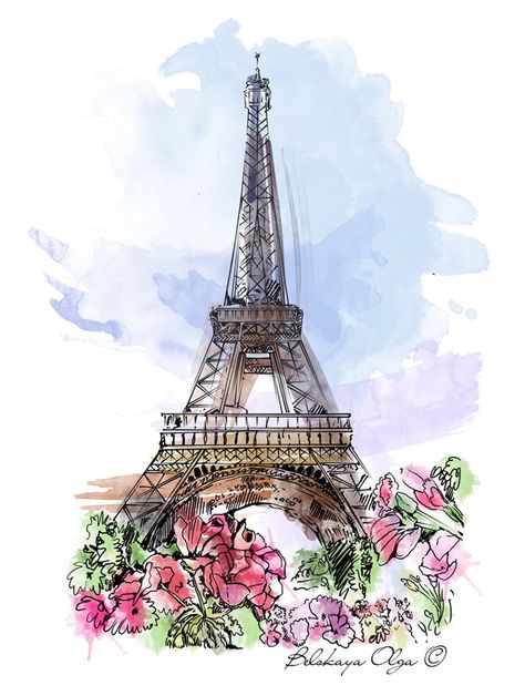 Paris Aesthetic Sketch, Watercolor Eiffel Tower Easy, Watercolor Art Paris, Eifell Tower Draw, Paris Drawing Sketches, Drawings Of Paris, Paris Watercolor Painting, Paris Drawings, Eiffel Tower Watercolor