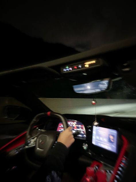 Corvette Interior Aesthetic, Red Corvette Aesthetic, Driving Fast Aesthetic, Corvette C8 Aesthetic, Car Racer Aesthetic, Car Racing Aesthetic, Red Car Aesthetic, Corvette Aesthetic, Night Drive Aesthetic