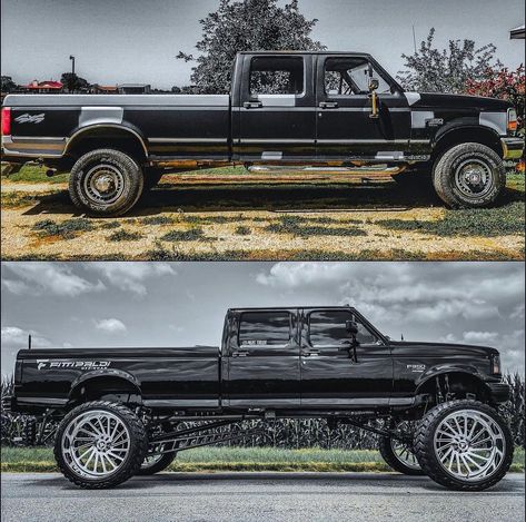 It really is hard to believe this is the same truck! What a difference! @project_texcellent Ford F450 Dually Lifted, Ford F250 Super Duty Diesel Trucks, Ford Work Trucks, Hauling Trailers, 1995 Ford F250 Diesel, Ford Obs, Lifted Dentside Ford, Truck Ford, Ford Super Duty Trucks