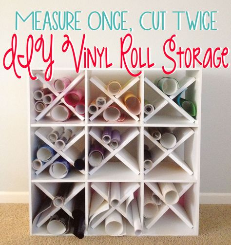 Diy Vinyl Storage Rack, Craft Vinyl Storage, Vinyl Roll Storage, Diy Vinyl Storage, Craftroom Ideas, Roll Storage, Up Craft, Vinyl Roll, Dream Craft Room