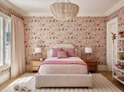 Girls Bedroom Wallpaper, Old Greenwich, Girls Room Wallpaper, Pink Girl Room, Pink Bedroom For Girls, Big Girl Bedrooms, Kids Bedroom Design, Big Girl Rooms, Pink Room