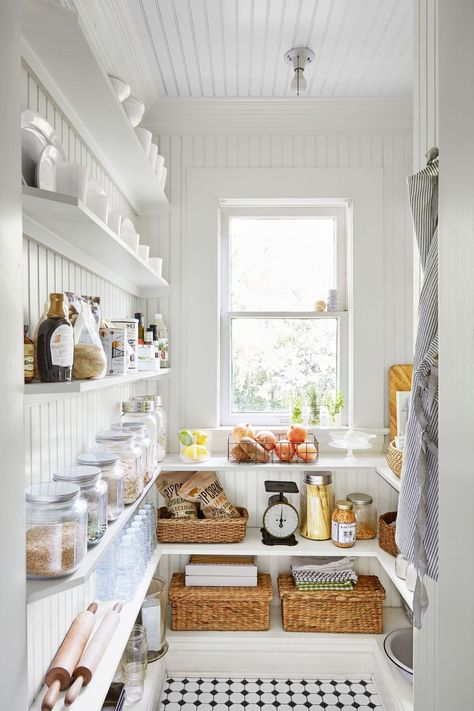 84 Best Tiny Houses 2019 - Small House Pictures & Plans Small House Pictures, Pantry Inspiration, Beadboard Paneling, Pantry Decor, Farmhouse Pantry, Organized Pantry, Desain Pantry, Style Pantry, Pantry Shelving