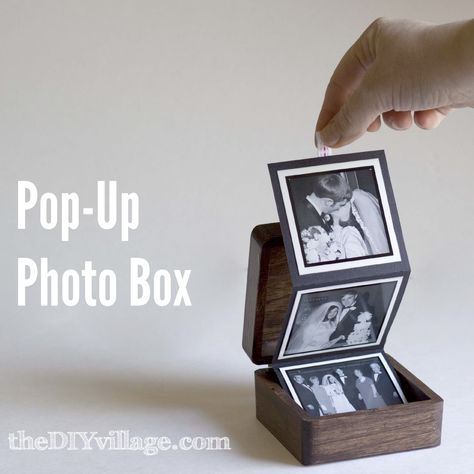 Great #gift #idea - #DIY #Photo Pop-Up Box. Use a small wooden box (or any kind you like), some scrap book #paper, glue, #ribbon, and #pictures as a great way to put together a #photo album. Diy Valentines Gifts For Him, Surprise Gifts For Him, Diy Anniversary Gift, Thoughtful Gifts For Him, Diy Christmas Presents, Romantic Gifts For Him, Diy Anniversary, Diy Gifts For Him, Cheap Crafts