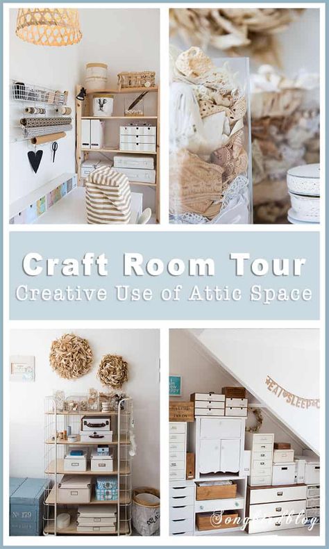 Small Attic Spaces, Craft Room Organization Ideas, Room Organization Ideas, Small Craft Rooms, Small Attic, Creative Storage Solutions, Attic Space, Diy Workshop, Craft Rooms