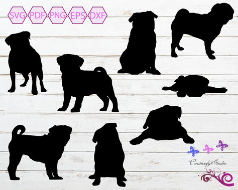 Dogs Clipart, Cactus Silhouette, Running Dog, Pug Dogs, Cat Id Tags, Dog Svg, Dog Vector, Dog Id Tags, Dog Runs