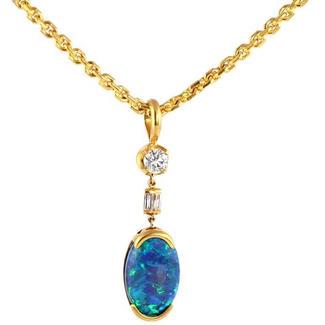 1STDIBS.COM Jewelry & Watches - Julius Cohen - 22kt Gold, Diamond and Black Opal Pendant with 22kt Gold Chain - Julius Cohen New York Black Opal Necklace, 22 Karat Gold Jewelry, Opal Necklace Gold, Black Opal Pendant, Metal Jewelry Making, Blue Opal Ring, Jewelry Design Drawing, Citrine Jewelry, Precious Opal