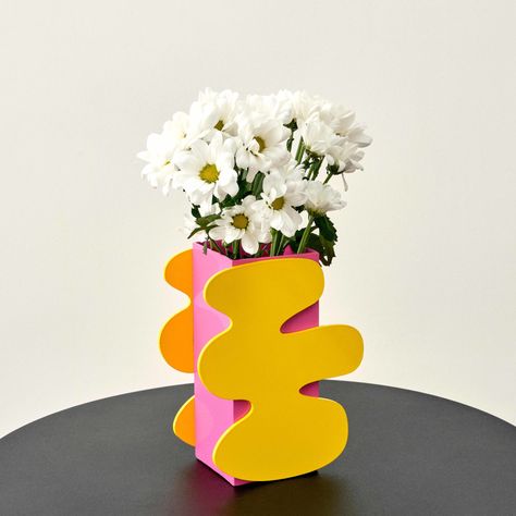 Frida Vase - Animate Objects Funky Vases, Aluminum Vase, Shapes And Forms, Jewelry Store Design, Vase Collection, Curated Decor, Yellow Home Decor, Cut Out Shapes, Ceramic Shop